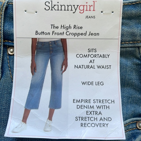 NWT Skinnygirl Button Fly Wide Leg Cropped High Rise Stretch Jean - Picture 8 of 11